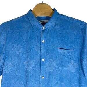 Tommy Bahama Silk Hawaiian Shirt Men size 2XL Blue Camp Short Sleeve Button Up